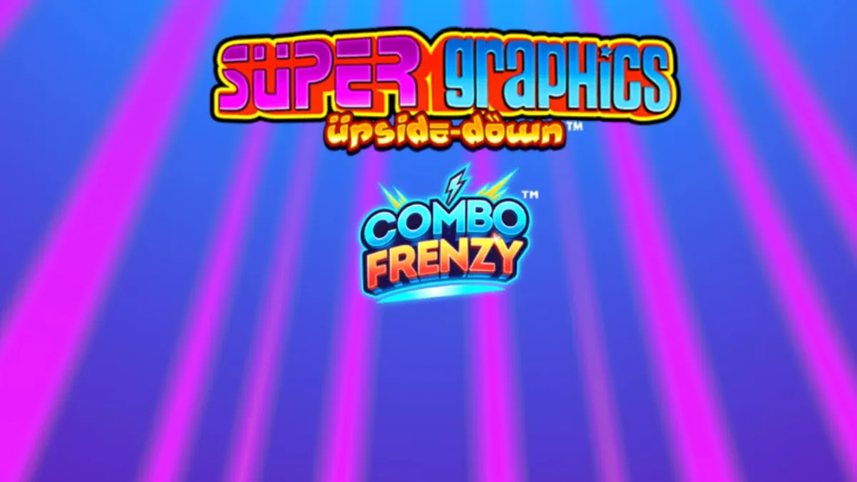 Interface vibrante do slot Super Graphics Upside Down com elementos de anime