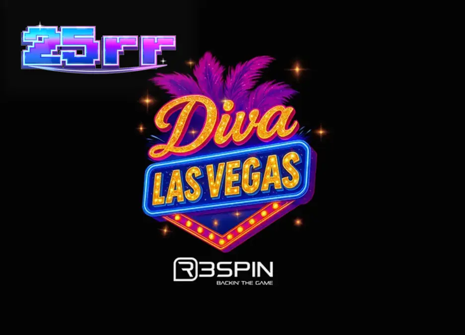 Imagem do jogo Diva Las Vegas, mostrando a grade 4x4 com símbolos de luxo e o brilho neon de Las Vegas.